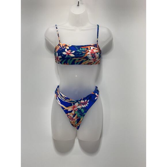 Tinibikini Swimwear Set Bikini Blue Floral 2 piece New With Tags X-Large - Picture 1 of 9